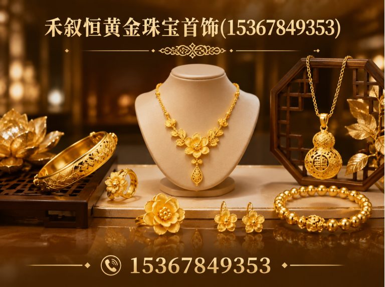 常州禾叙恒黄金珠宝首饰展示图